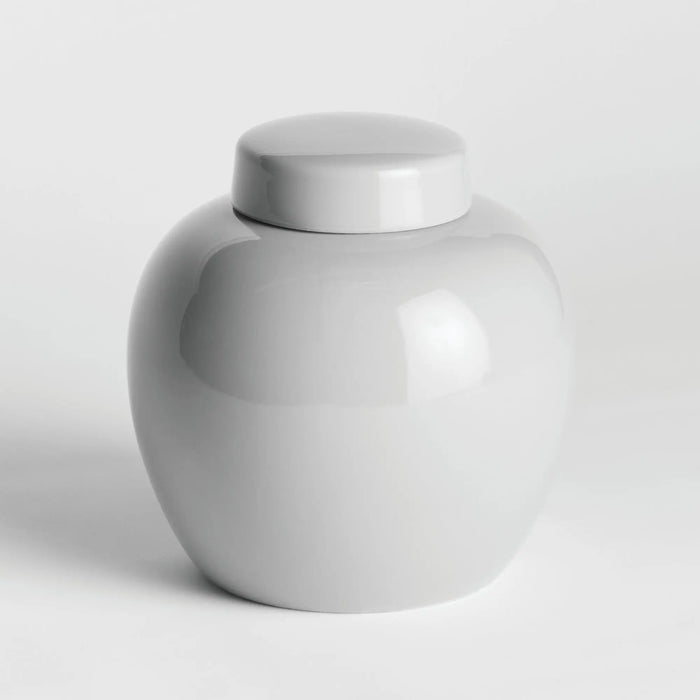 Koa Lidded Ceramic Jar – Modern Ginger Jar in White or Blue - Villa Decor & Design