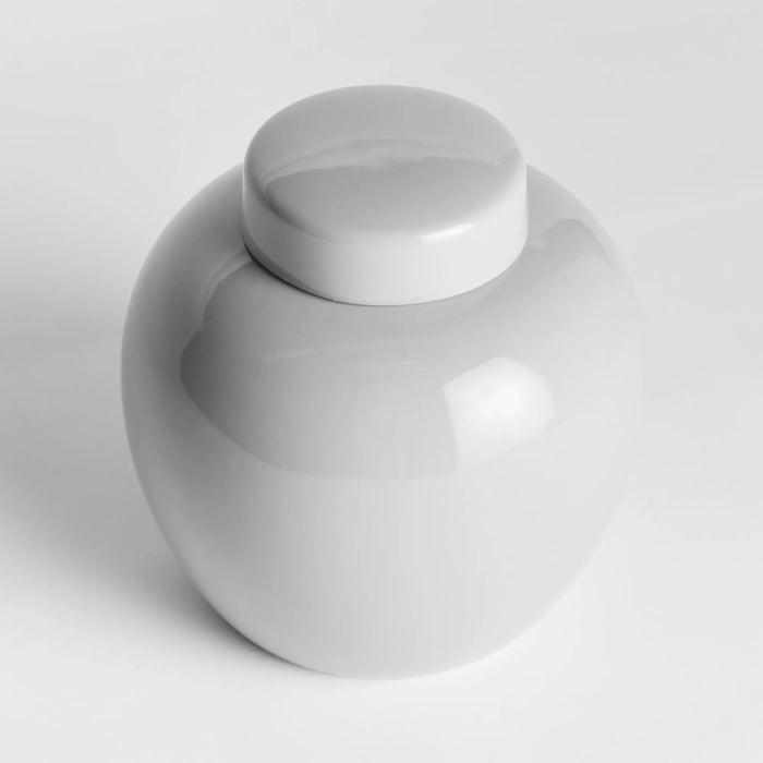 Koa Lidded Ceramic Jar – Modern Ginger Jar in White or Blue - Villa Decor & Design