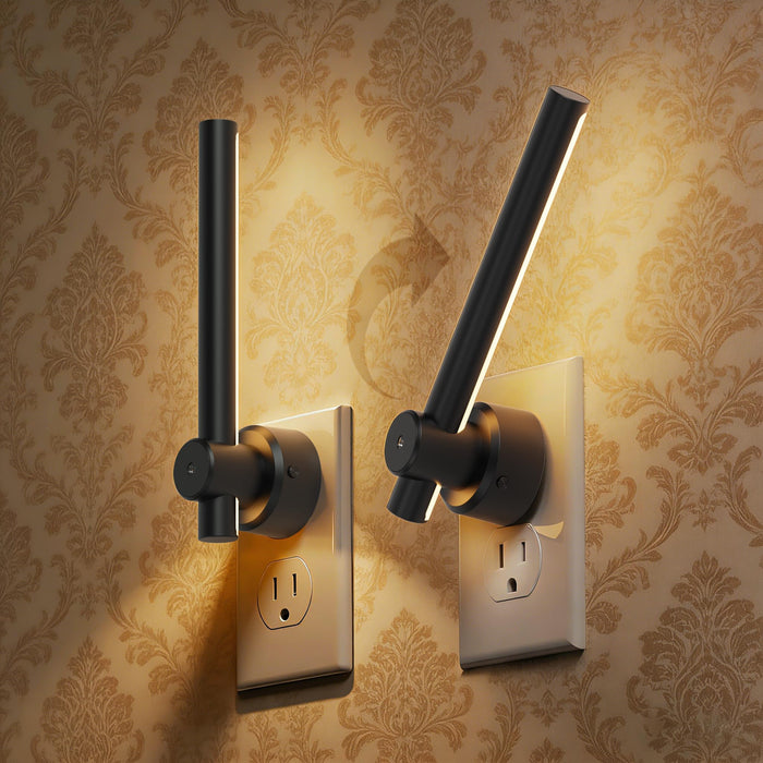 L LOHAS LED 330° Rotating Linear Modern Black Plug-in Night Light - [lohasled]
