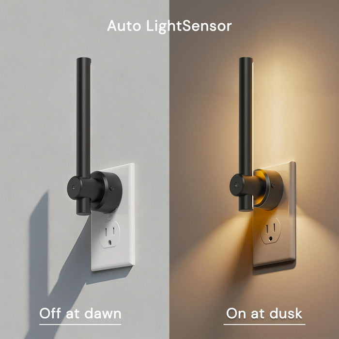 L LOHAS LED 330° Rotating Linear Modern Black Plug-in Night Light - [lohasled]