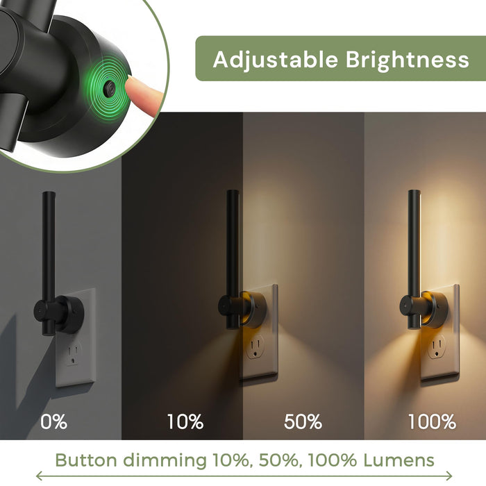 L LOHAS LED 330° Rotating Linear Modern Black Plug-in Night Light - [lohasled]