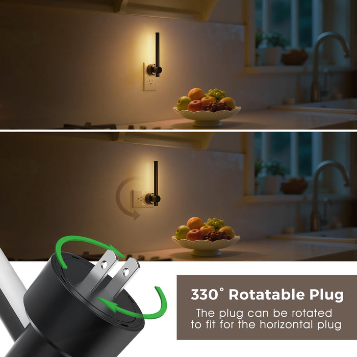 L LOHAS LED 330° Rotating Linear Modern Black Plug-in Night Light - [lohasled]