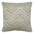Linwood cushion in Leo Shell. Overhead view showing the full front design, featuring a bold zigzag pattern woven into a lustrous, silk jacquard fabric.