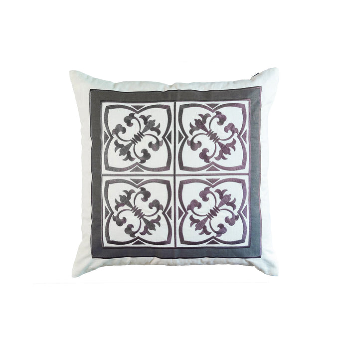 Lulu Square Pillow White Pewter 22x22 (FINAL SALE)