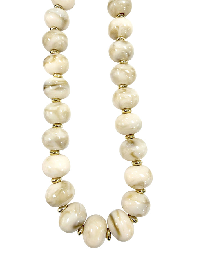 Marble Cream Chunky Beaded Necklace