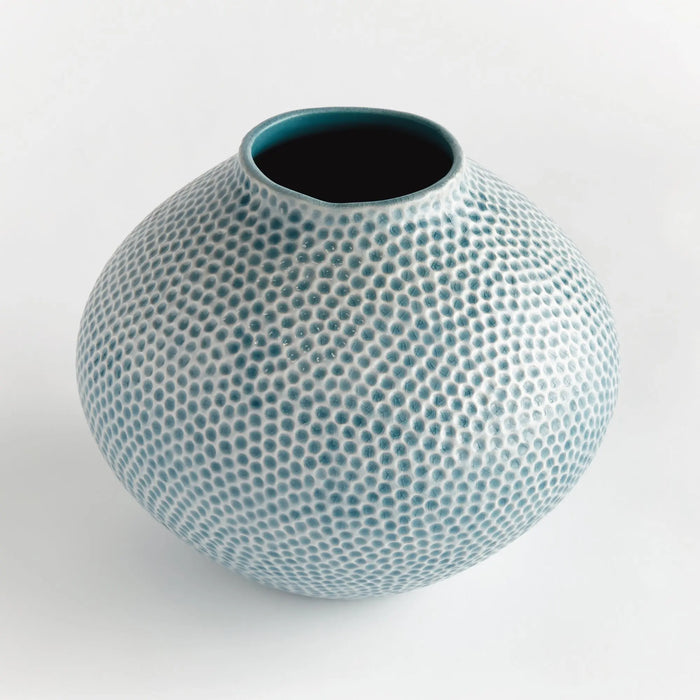Miro Vase Medium - Handcrafted ceramic vase with organic dotted texture in blue
