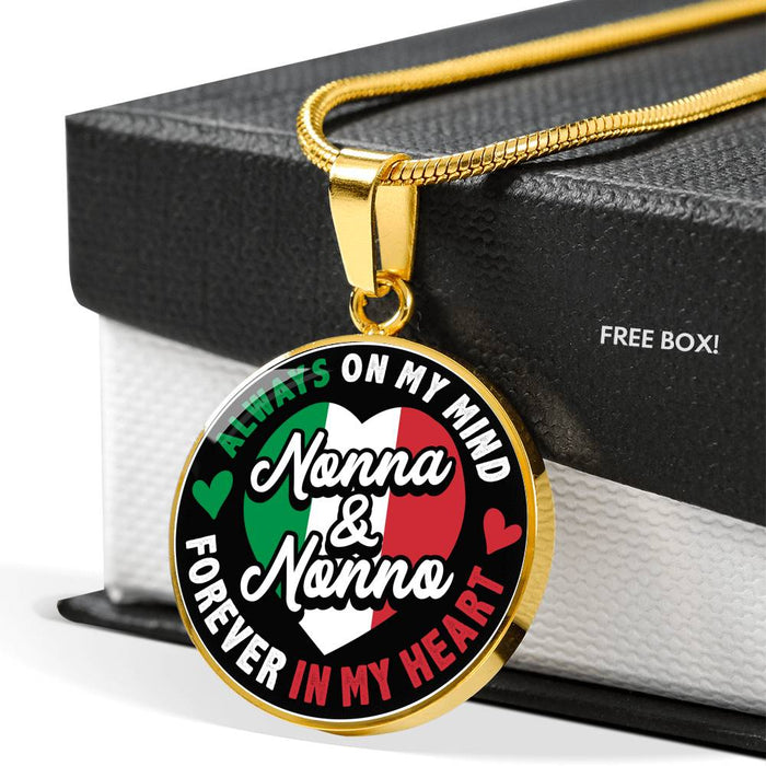 Nonna and Nonno Forever in My Heart Necklace in Gold & Stainless Steel