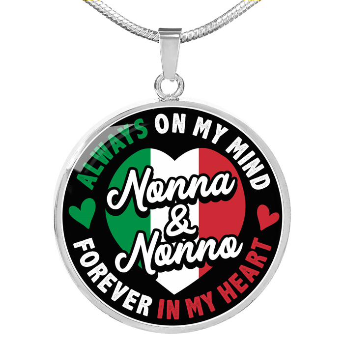 Nonna and Nonno Forever in My Heart Necklace in Gold & Stainless Steel