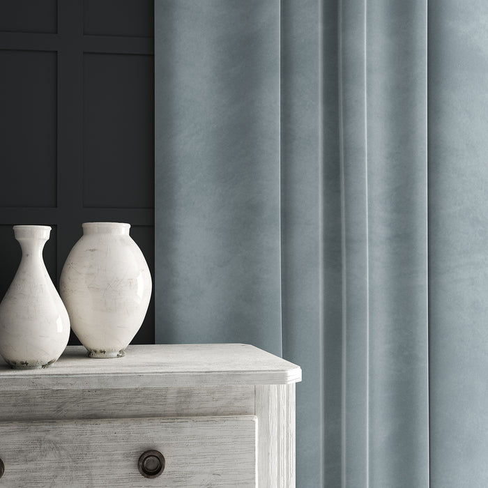 Blue eco velvet curtain