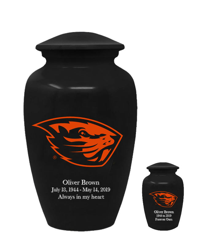 Oregon State University Beavers Black Memorial Cremation Urn - IUORST100