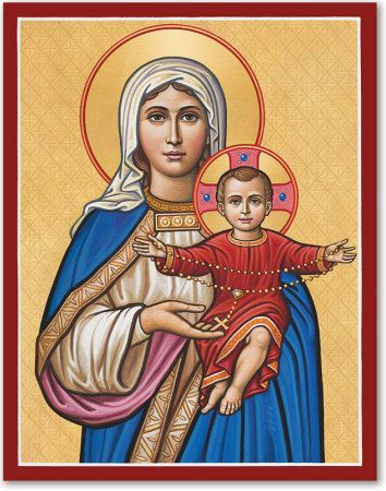 Our Lady of the Rosary Icon plaque, 19" x 24"