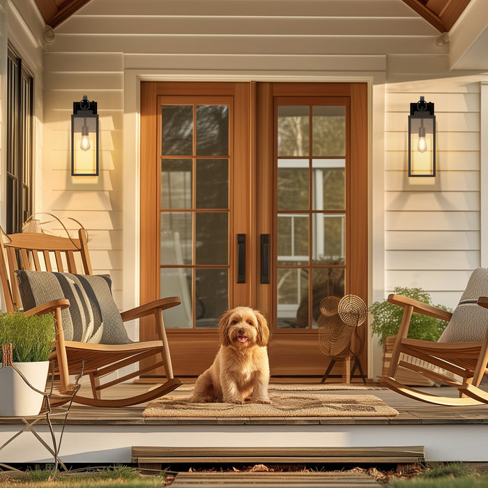 Outdoor Light Fixture, Black Waterproof Anti-Rust Porch Lights - [lohasled]