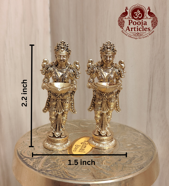 Panchaloha Paavai Vilakku (2 pcs) 2.2 Inch Pooja Articles