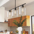 Pendant Light Black Industrial Linear with Clear Glass Shades - [lohasled]