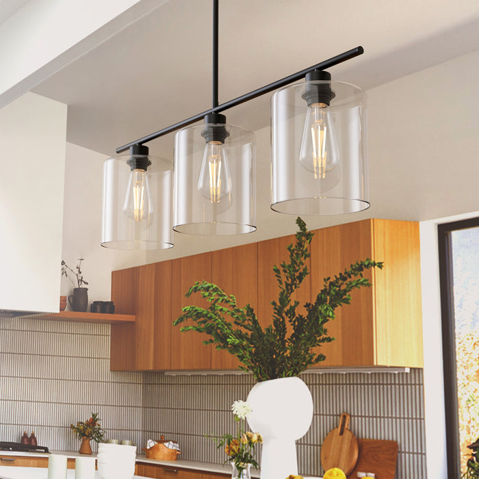 Pendant Light Black Industrial Linear with Clear Glass Shades - [lohasled]