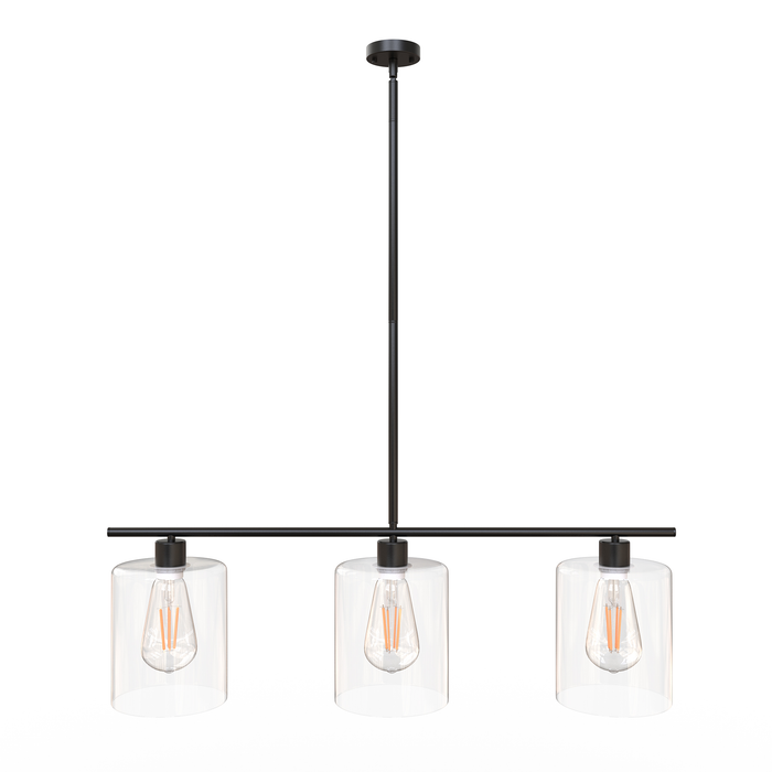 Pendant Light Black Industrial Linear with Clear Glass Shades - [lohasled]