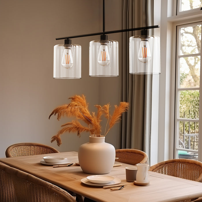 Pendant Light Black Industrial Linear with Clear Glass Shades - [lohasled]