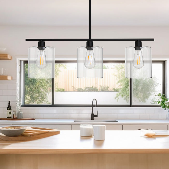 Pendant Light Black Industrial Linear with Clear Glass Shades - [lohasled]