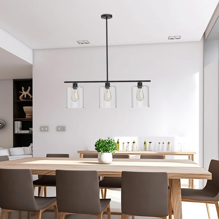 Pendant Light Black Industrial Linear with Clear Glass Shades - [lohasled]