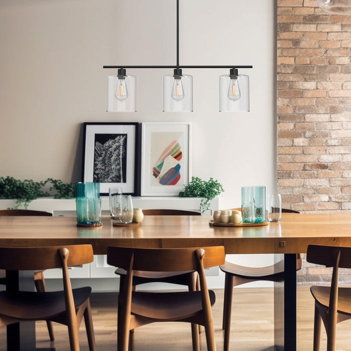 Pendant Light Black Industrial Linear with Clear Glass Shades - [lohasled]