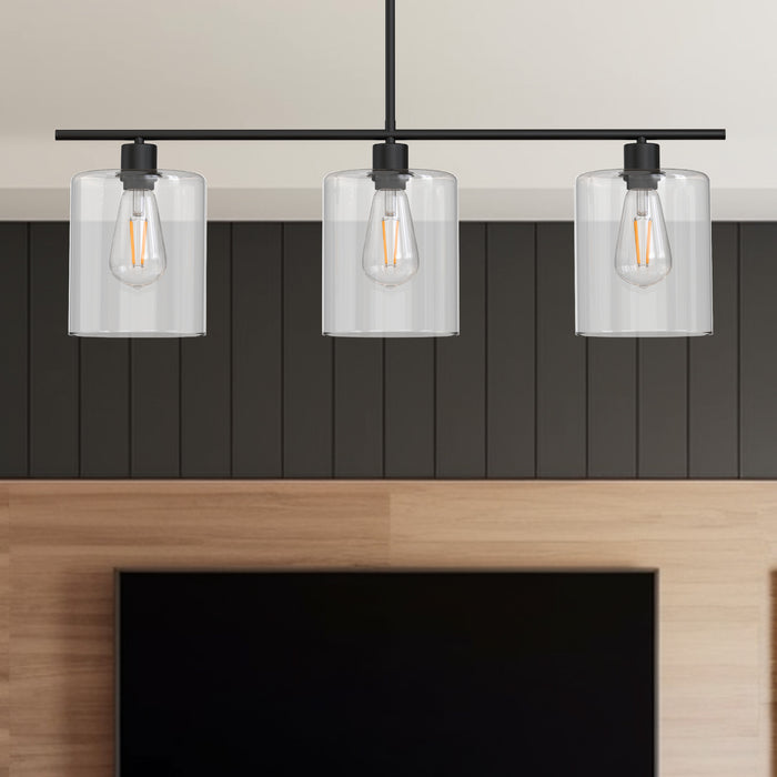 Pendant Light Black Industrial Linear with Clear Glass Shades - [lohasled]