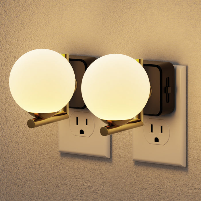 Plug-in Night Light white ball shaped lampshade - [lohasled]