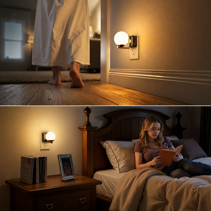 Plug-in Night Light white ball shaped lampshade - [lohasled]