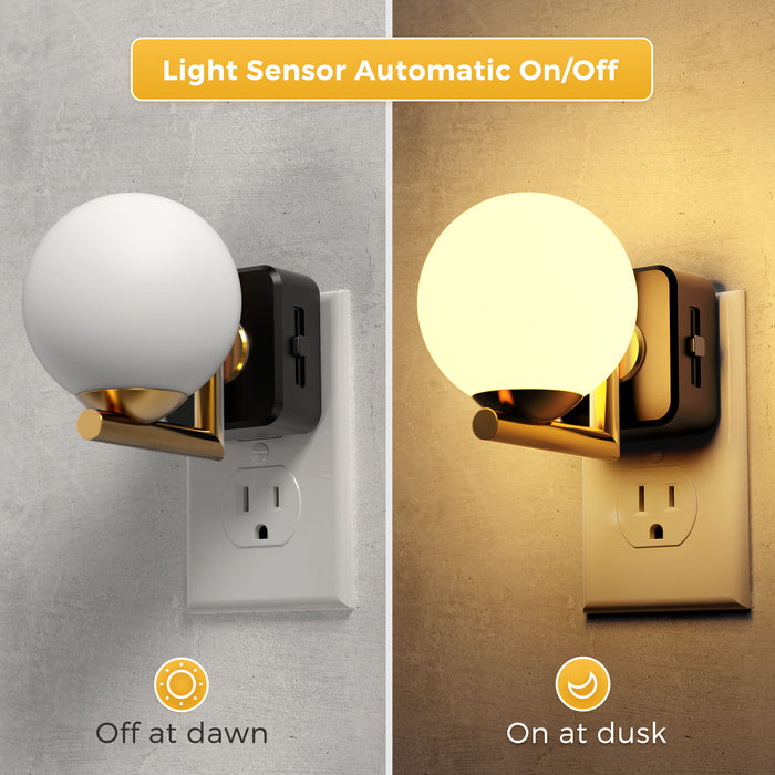 Plug-in Night Light white ball shaped lampshade - [lohasled]
