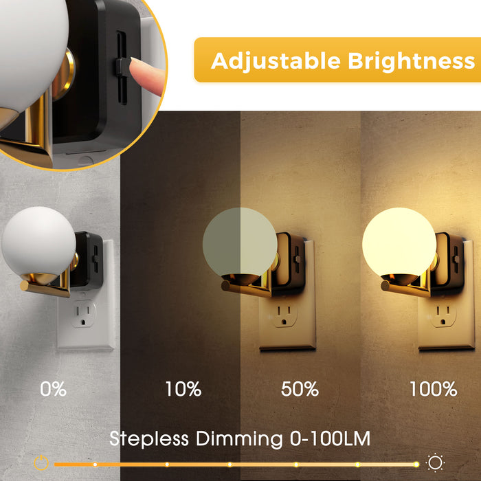 Plug-in Night Light white ball shaped lampshade - [lohasled]