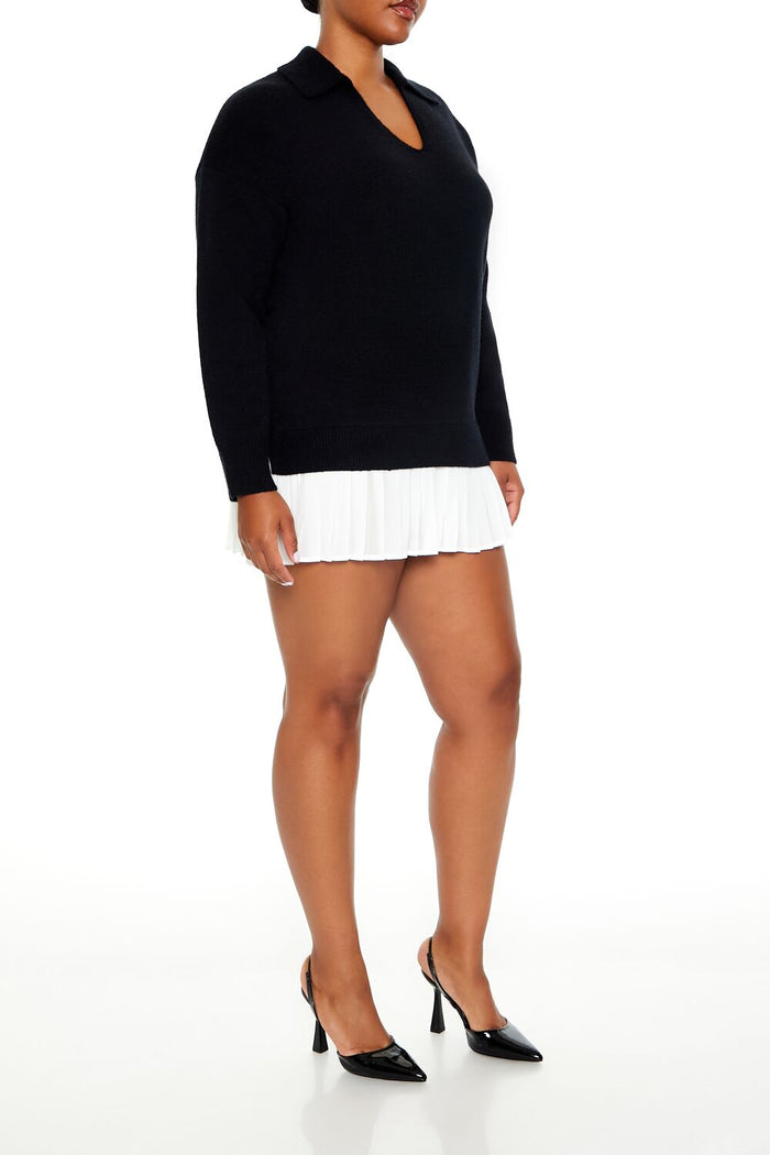 Plus Size Combo Sweater Dress