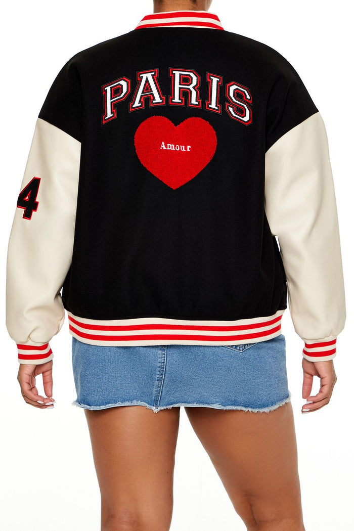 Plus Size Paris Varsity Jacket