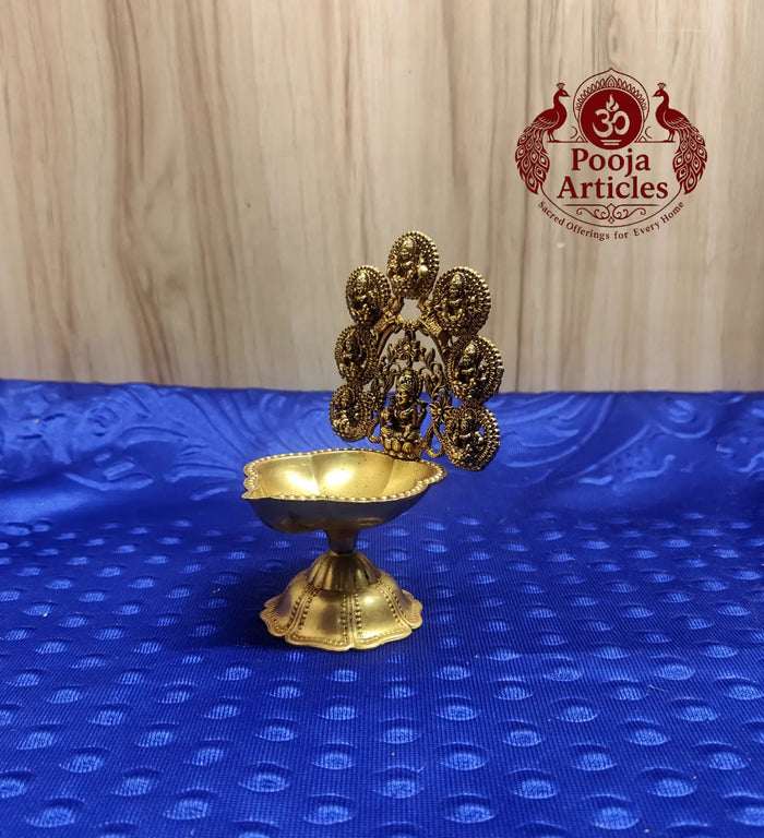 Premium Brass Astalakshmi Diya 4.8 Inch Pooja Articles