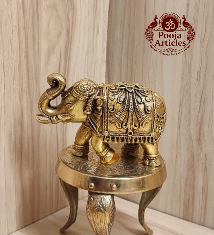 Premium Brass Elephant Statue 2.5 Inch