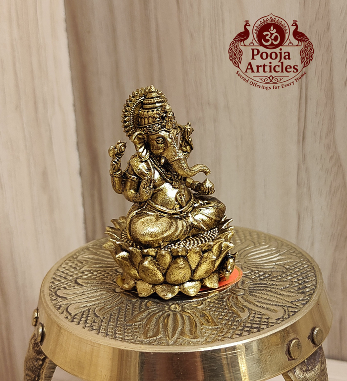 Premium Brass Ganesha Statue 2 inch