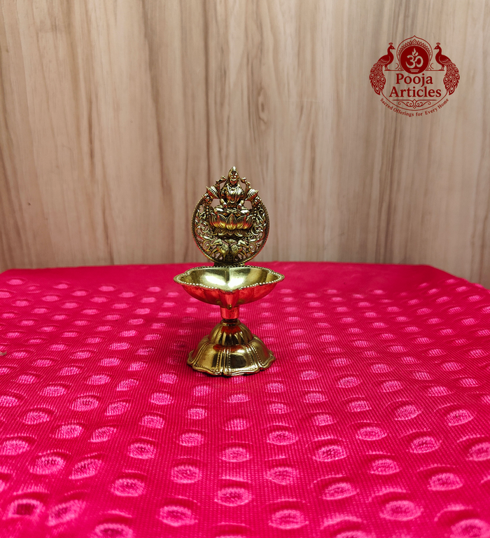 Brass Lakshmi diya oil lamp 3.5 inch