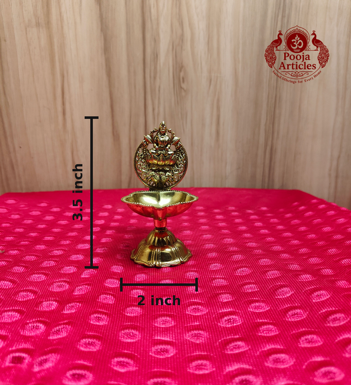 Brass Lakshmi diya oil lamp 3.5 inch