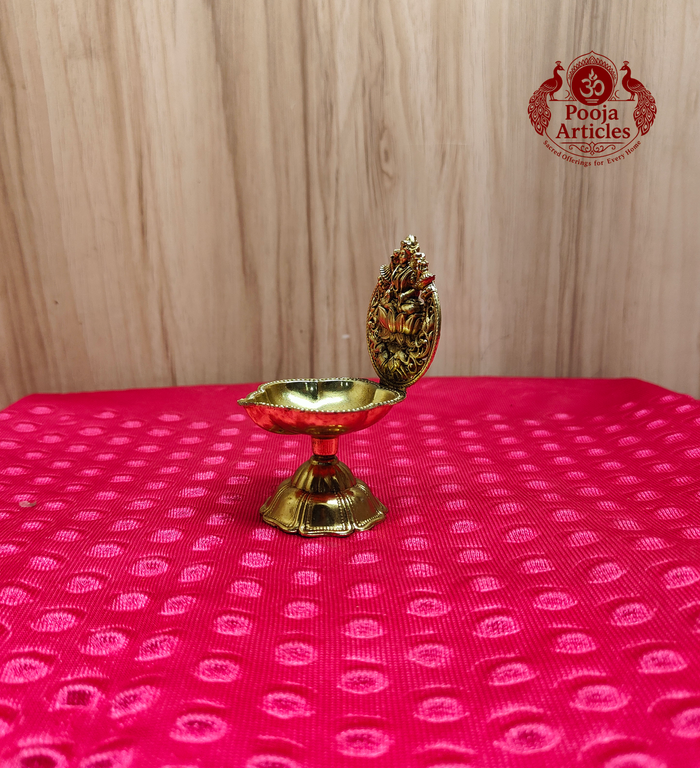 Brass Lakshmi diya oil lamp 3.5 inch