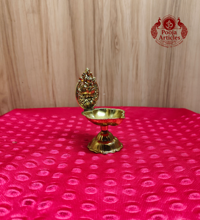 Brass Lakshmi diya oil lamp 3.5 inch