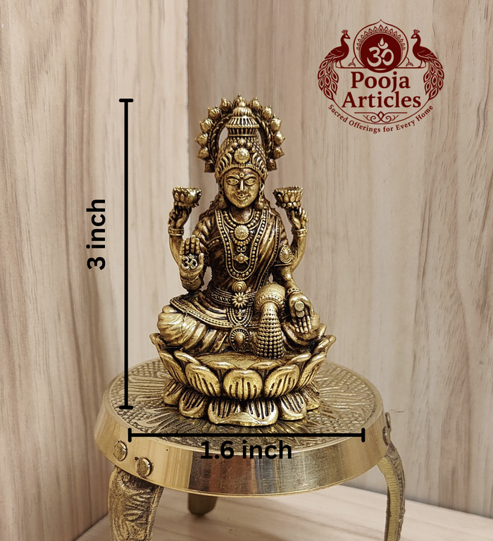 Premium Brass Lakshmi Statue 3 Inch Pooja Articles