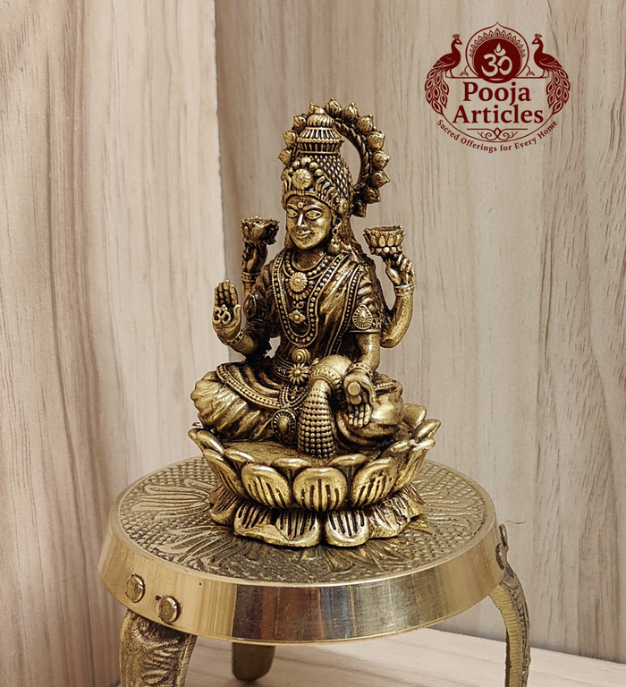 Premium Brass Lakshmi Statue 3 Inch Pooja Articles