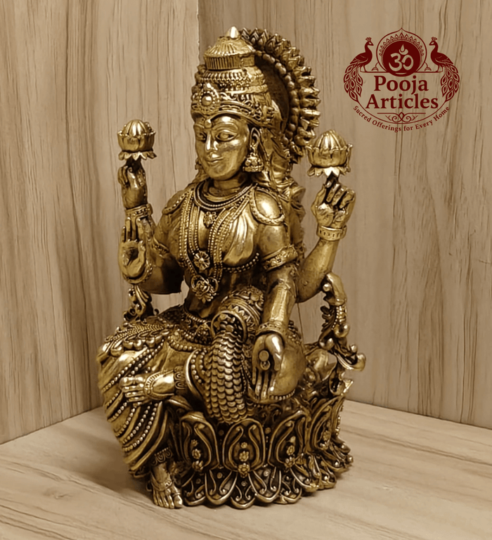 Premium Brass Lakshmi Statue 5.2 Inch Pooja Articles