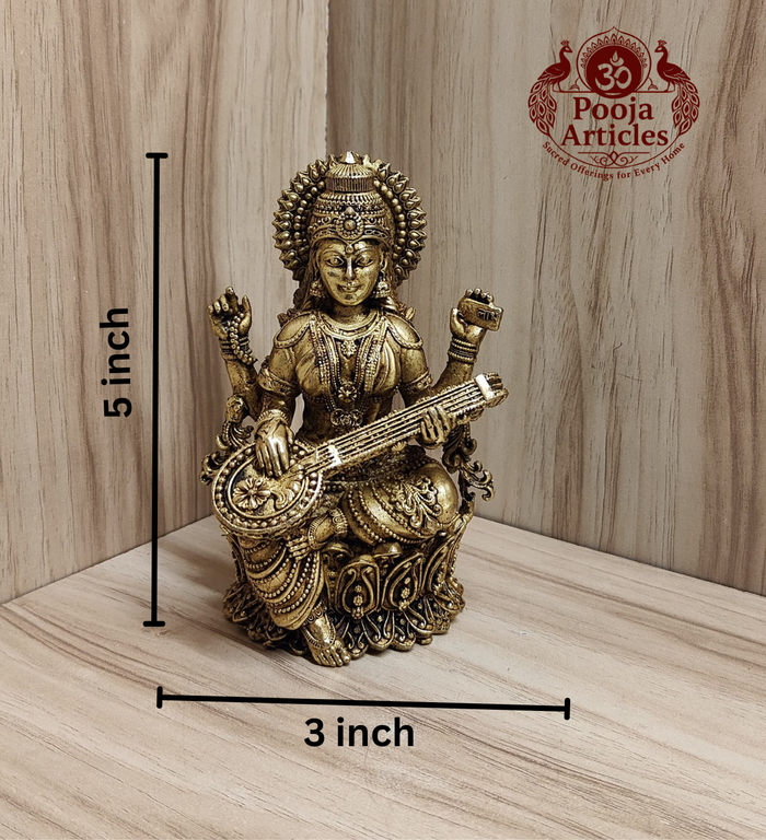 Premium Brass Saraswati Idol 5 Inch