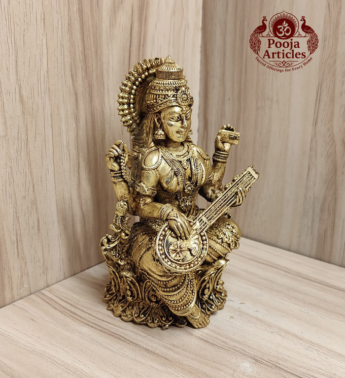 Premium Brass Saraswati Idol 5 Inch
