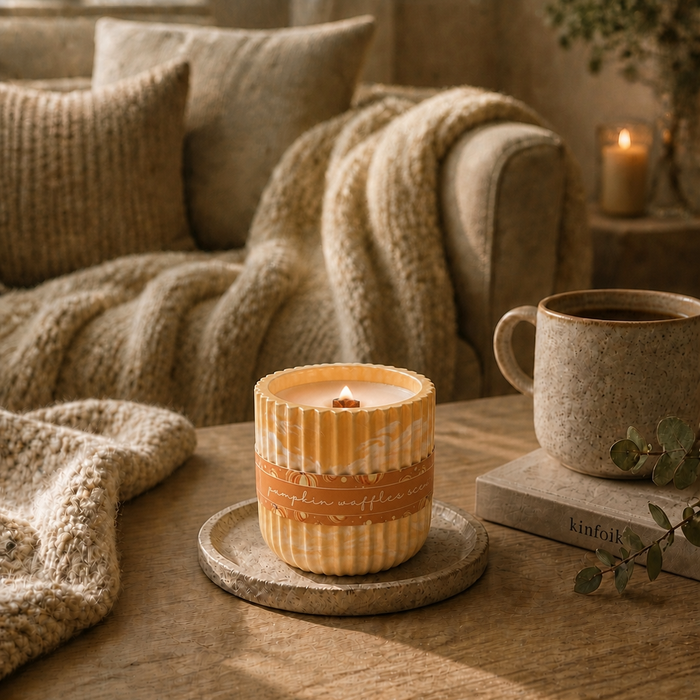 Pumpkin Waffles Scented Soy Wax Candle | Orange Autumn Decor