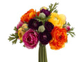 9" Purple Orange Ranunculus Bouquet - artificial silk floral by Allstate