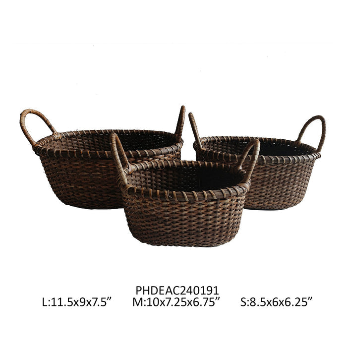 Rattan Farm Baskets Set of 3 - Porch View Home