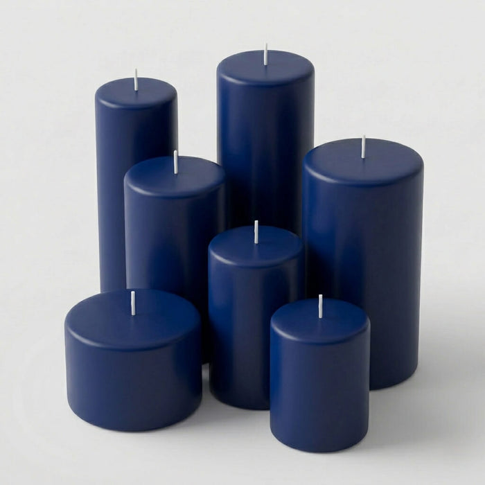 Richland 4" x 12" Navy Blue Pillar Candle Set of 6
