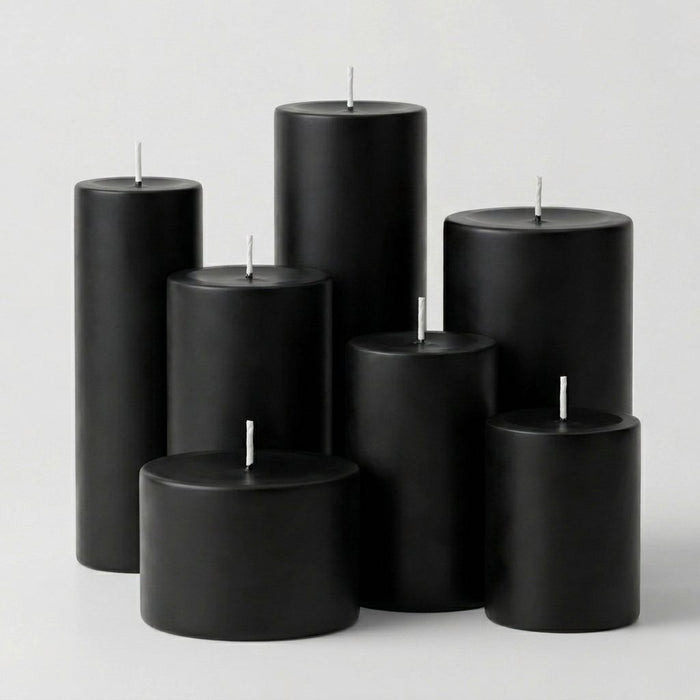 Richland 4" x 9" Black Pillar Candles Set of 6