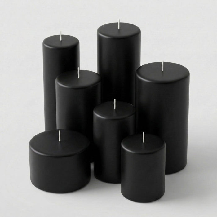 Richland 4" x 9" Black Pillar Candles Set of 6