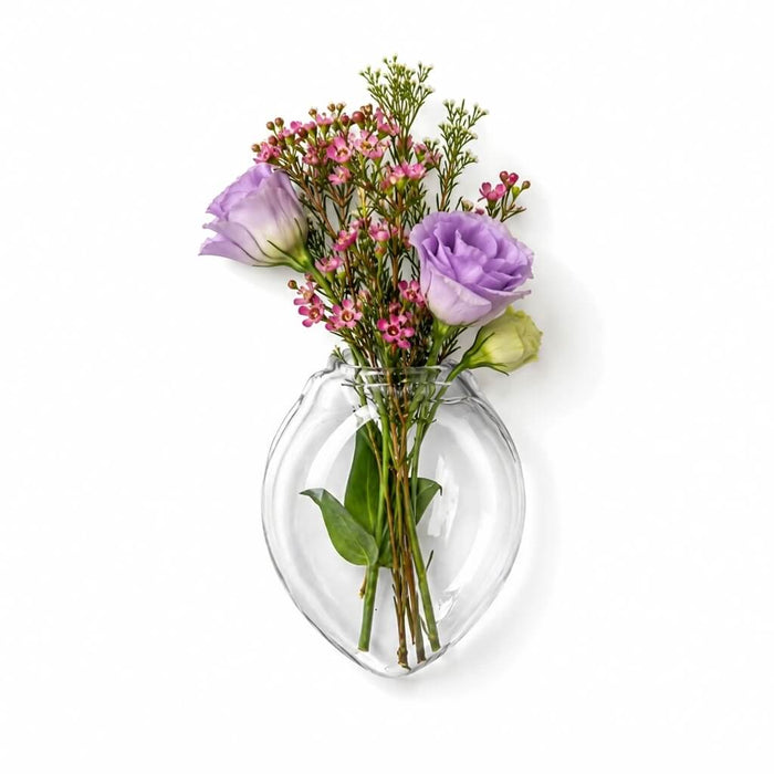 Haven Wall Vase with a floral arrangement of purple flowers